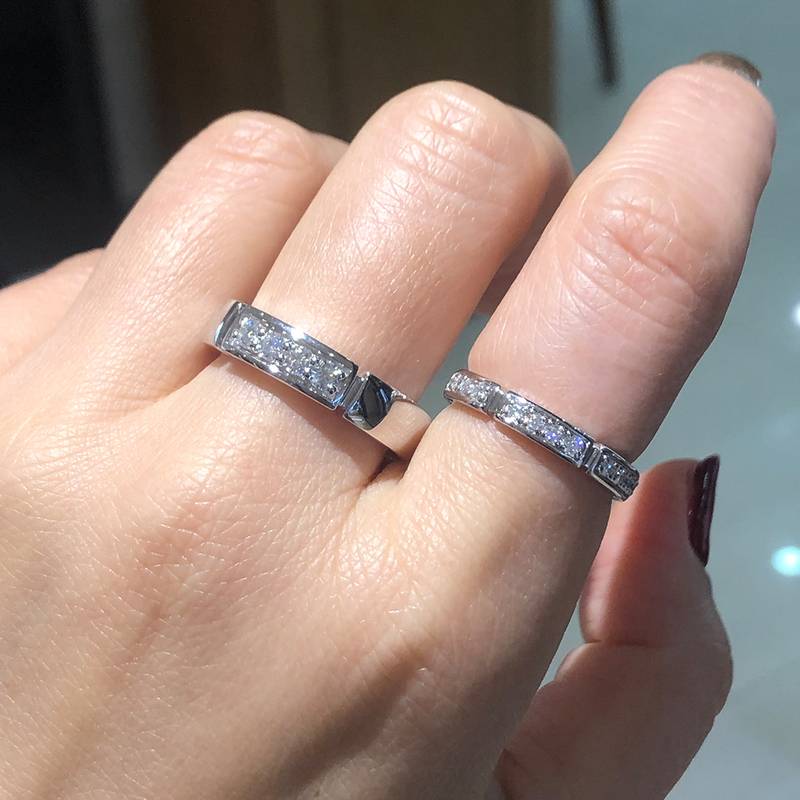 情侣Couple RingS925银镀白金定制选款Moissanite0.62ct